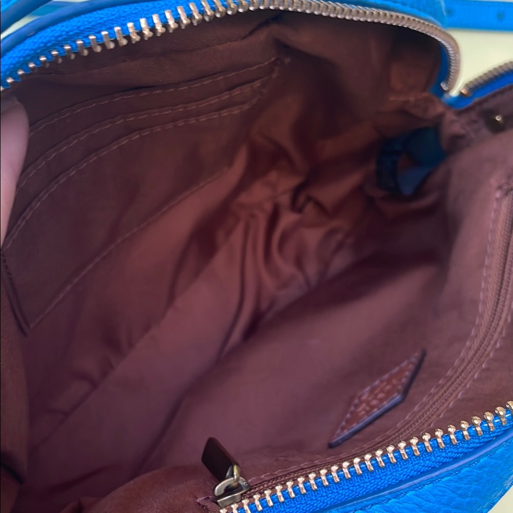 Fossil Turquoise Blue Crossbody Bag with Adjustable Strap and Minimalist Design - Picture 9 of 11